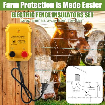 MorningRo Electric Fence Charger Kit 0.25J 5 Mile 50 Insulators 250ft Wire - style: 0.25 Joule