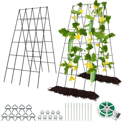 RIFNY Cucumber Trellis for Raised Bed, Garden Trellis 16.5 x 40 Inch, Black - color: Black, size: 16.5 x 40 Inch