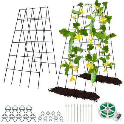 RIFNY Cucumber Trellis for Raised Bed, Garden Trellis 16.5 x 40 Inch, Black - color: Black, size: 16.5 x 40 Inch