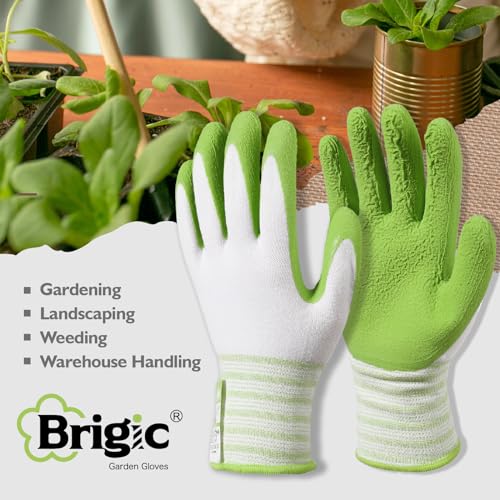 Gardening Gloves, Bamboo Fiber, Touch, Breathable, Rubber Coated, Green & Purple, S to XL - size: Small
