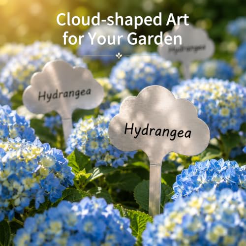 Cloud Shape Stainless Steel Plant Labels with Marker Pen for Outdoor Indoor 20 PCS Reusable Metal Garden Markers for Vegetables Herb Flower Seed Greenhouse - size: 7.8 inch