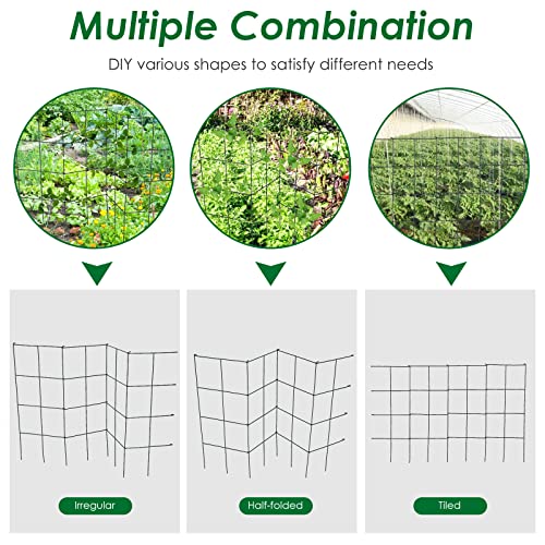 3.25 Ft-4 Pack Tomato Cages for Garden, Folding Plant Cage Support, Multifunctional Adjustable Plant Stakes for Vertical Climbing Plants, Vine, Flowers, Vegetables (16''x 16''x 39'', 4 Pcs)