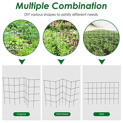 3.25 Ft-4 Pack Tomato Cages for Garden, Folding Plant Cage Support, Multifunctional Adjustable Plant Stakes for Vertical Climbing Plants, Vine, Flowers, Vegetables (16''x 16''x 39'', 4 Pcs)