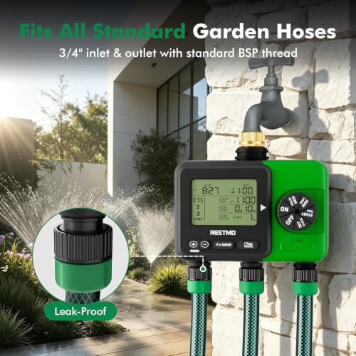 RESTMO 3-Zone Sprinkler Timer for Garden Hose with Brass Inlet - size: 3 Zone
