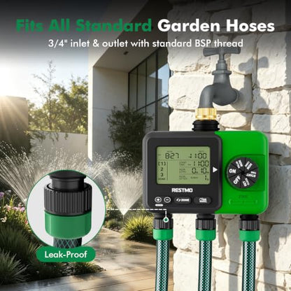 RESTMO 3-Zone Sprinkler Timer for Garden Hose with Brass Inlet - size: 3 Zone