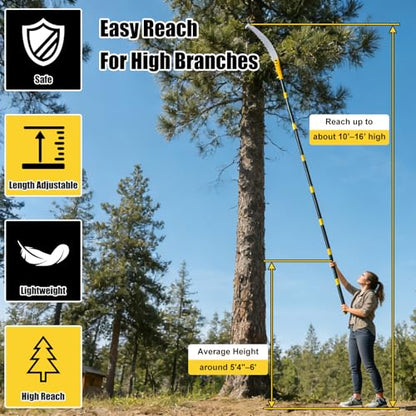 Pole Saw for Tree Trimming, 8FT Lightweight 2 in 1 Manual Hand Saws Tree Trimmer Pole Saw, Sharp Steel Blade, Adjustable Branch Cutter Pruner for Yard Walkway Oak Palm Fruit Pine and Fir Limbs Cutting - size: 8FT