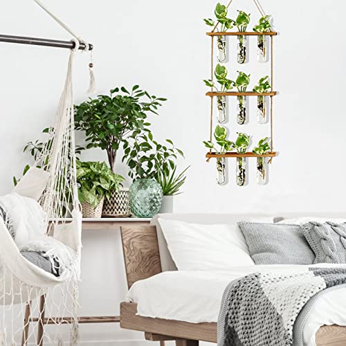 XXXFLOWER Wall Hanging Propagation Station 9 Tube Vases+2 Tiers Star Shaped Glass Flower Vase for Hydroponic Planter