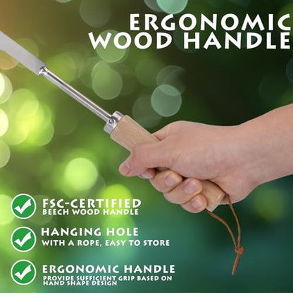 Crack Weeder, 12" Stainless Steel Crevice Weeding Tool with Wood Handle, L-Shaped Side-Walk Weed Puller Spatula, for Garden Lawn Yard Patio Terrace Paving Moss, Small Gardening Tool - size: 12" Crack Weeder