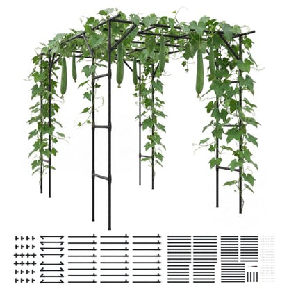 Garvee Metal Garden Arch Trellis for Climbing Plants Outdoor - color: Black-94"L*78"W*114"H