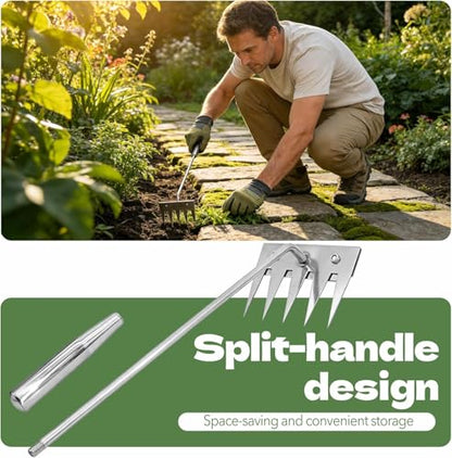 2Pcs Weed Puller Tool - 2026 Portable Manual Weeding Tools Gardening, 5 Teeth Head Stainless Steel Hand Garden Weeding Rake, Weed Remover Tool for Gardening Backyard Yard Farm Planting - color: Silver-2pcs