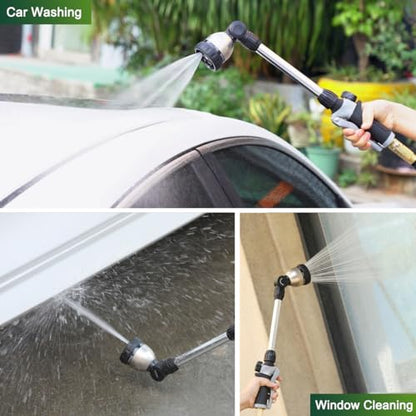 FANHAO Watering Wand Heavy Duty, 16 Inches Metal Garden Hose Wand with 8 Spray Patterns, Long Hose Nozzle Sprayer with ON/OFF Thumb Control, Perfect for Hanging Baskets, Shrubs, Garden and Lawn