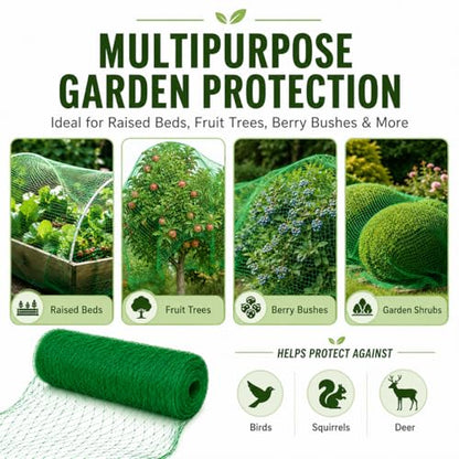 Garden Netting, 13 x 50 FT Bird Netting for Garden Plant Protection, Reusable Fine Mesh for Fruit Trees, Vegetable Plants, Blueberry Bushes, Raised Beds, Chicken Coop (13x50ft) - size: 13X50FT