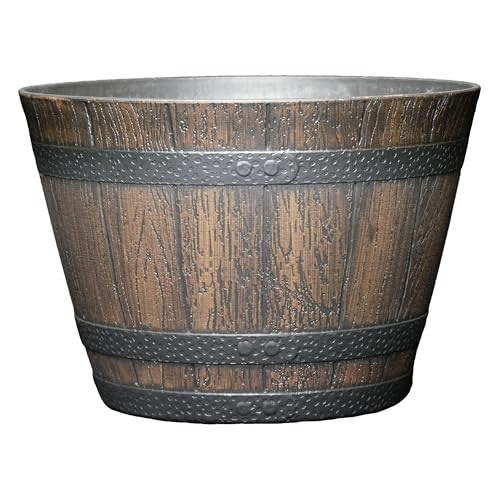 9" Jameson Whiskey Barrel with Drainage in Kentucky Walnut - color: Kentucky Walnut, size: 9"
