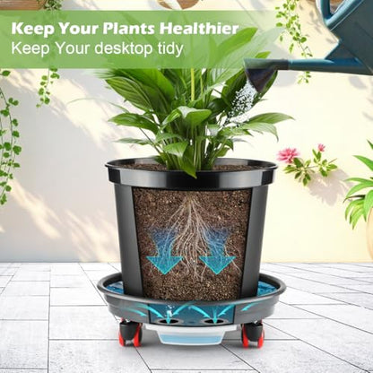 RooTrimmer 3 Pack 16 Inch Rolling Large Plant Pots - color: Black, size: 16 inch+3 trays
