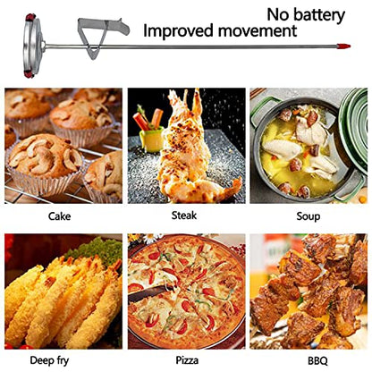 Water Proof 2" Dial Deep Fry Thermometer, Stainless Steel Cooking Thermometers for Meat Candy Grill Turkey, BBQ 12" Long Stem