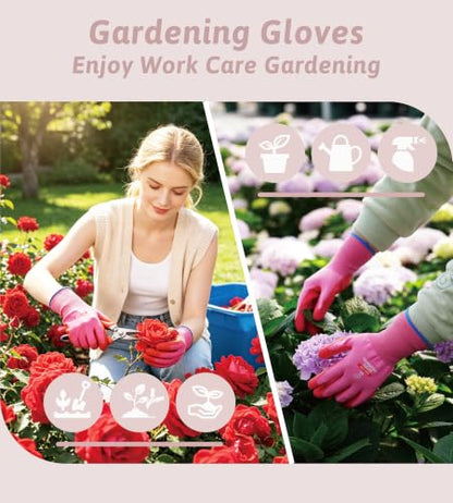 3 Pairs Gardening Gloves for Women, Breathable, Grip Coated - size: Small (Pack of 3)