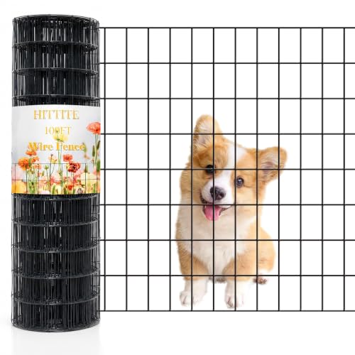 Black PVC Coated Welded Wire Fencing, 24in High x 100ft Long, 2 inch x 2 inch 16GA 2/3/4/5/6 Ft Tall Welded Wire Fence Rolls, Black Metal Garden Fence Wire Roll Garden Fencing for Yard - color: Black, size: 2"x2" 16GA 24" x 100'