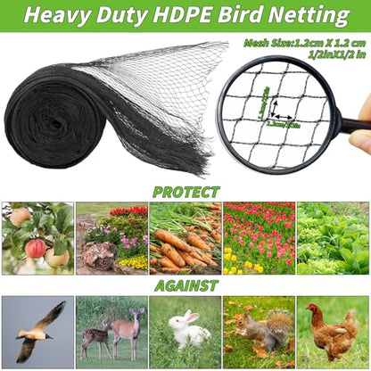 Garden Mesh Netting 15x20 FT - Heavy Duty Bird Net, Mesh Pest Barrier Reusable Ultra Fine Deer Fence Netting Crops Row Cover Raised Bed Protect Fruits Flower Vegetables from Bird Deer Squirrel - size: 15x20ft