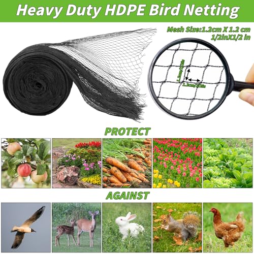 Garden Mesh Netting 10x50 FT - Heavy Duty Bird Net, Mesh Pest Barrier Reusable Ultra Fine Deer Fence Netting Crops Row Cover Raised Bed Protect Fruits Flower Vegetables from Bird Deer Squirrel - size: 10x50ft