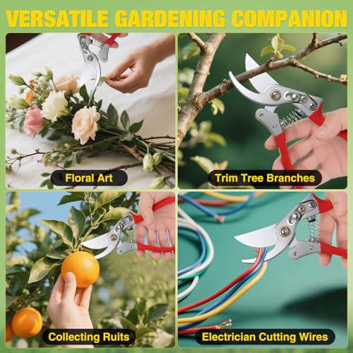 Yesker Pruning Shears Garden Shears 8.6" Professional Bypass Garden Scissors Yard Clippers with Sharp SK5 Steel Blade Heavy Duty Hand Pruners for Branch Flower Plant Trimming Cutting Gardening Tools - size: 1PCS 8.6" Red