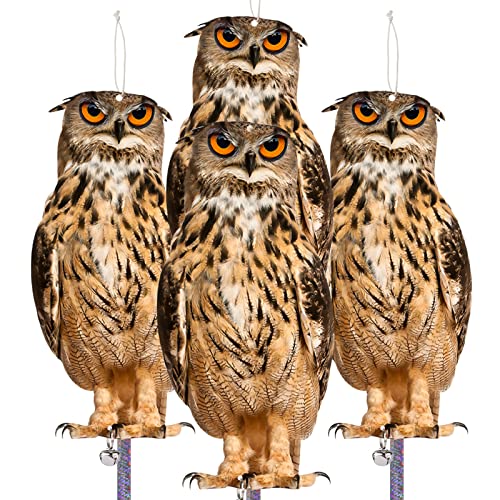 Fake Owls to Keep Pigeons Away, 4PCS Flat Garden Owl - color: Brown Owl 4pcs