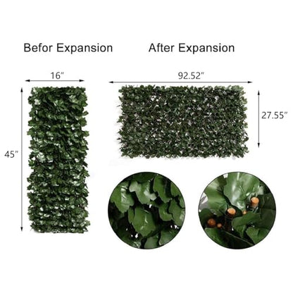 DOEWORKS Expandable Faux Ivy Privacy Screen, Double-Sided, Balcony, 2 Pack - color: Double-Sided Green Leaves, size: 16 x 45 in, 2 Panel