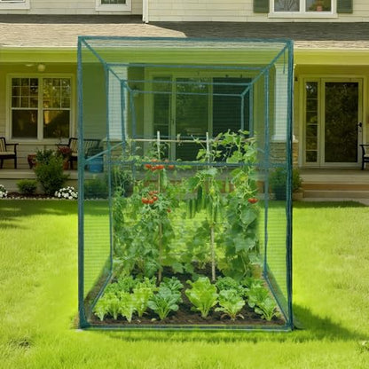 VEVOR Crop Cage, 11.6 x 3.9 x 6.3 ft Plant Protection Tent with Zippered Door, Wind-Resistant Tall Crop Cage, Easy to Install, Outdoor Raised Bed Cover, Tomato Plant Netting for Garden Patio Lawn - style: 11.6 x 3.9 x 6.3Ft-Square