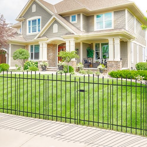 36" x 12' No-Dig Metal Garden Fence with Gate, Outdoor Fencing for Yard - size: Roman Col 36″H x 12ft (1Gate+5Panels)