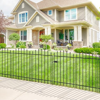 36" x 12' No-Dig Metal Garden Fence with Gate, Outdoor Fencing for Yard - size: Roman Col 36″H x 12ft (1Gate+5Panels)