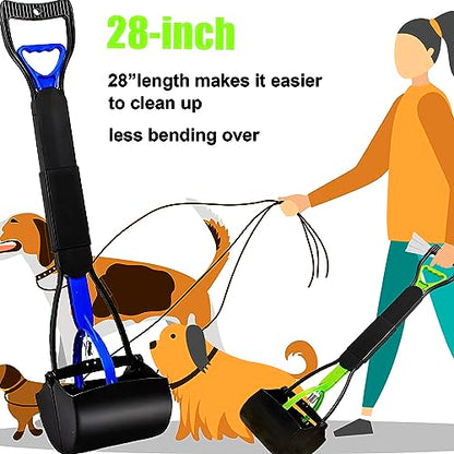 2-Pack Pooper Scooper for Large Dogs Heavy Duty, Long Handle Poop Scoop for Yard, Grass, Gravel, Dog Poop Grabber with High Strength Material and Durable Spring - size: 2 Piece(28-inch length)