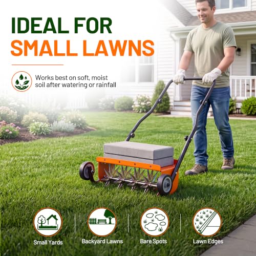 Walensee Rolling Lawn Aerator Tool, 2" Spike Aerator, Orange