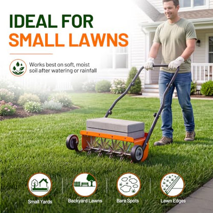 Walensee Rolling Lawn Aerator Tool, 2" Spike Aerator, Orange