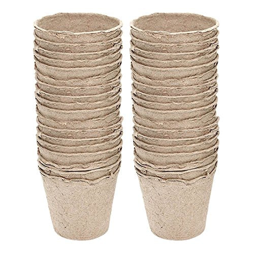KINGLAKE 100 Pcs 3 Inch Peat Pots, Seeds Starter, Transplant Seedlings With 100 Pcs White Plastic Plant Labels - size: 3 Inch