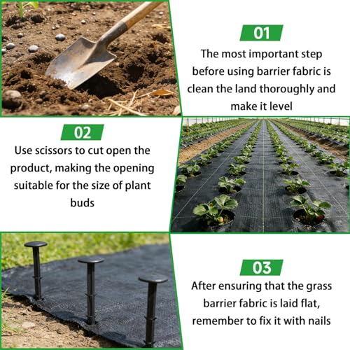 Weed Barrier Fabric Planting Cover - 6 x 300 FT Heavy Duty Landscape Fabric Ground Cover Block for Outdoor Planting - size: 6 x 300 FT