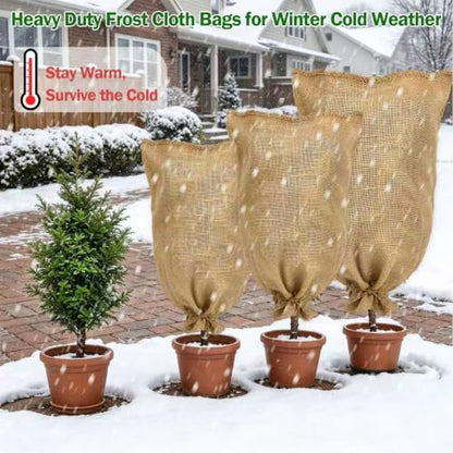 Burlap Fabric Plant Bags 2PCS 24" x 40", Reusable Winter Plant Covers for Freeze Protection, Breathable Frost Resistant Burlap Grow Bags with Drawstring, Heavy Duty Cold Weather Plant Protection - size: 2PCS-24" x 40"