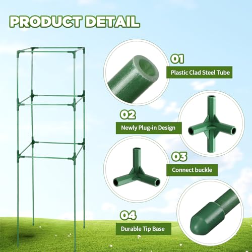 Menkxi 8 Pack 48 Inch Square Tomato Cages for Garden Heavy Duty Plant Cages