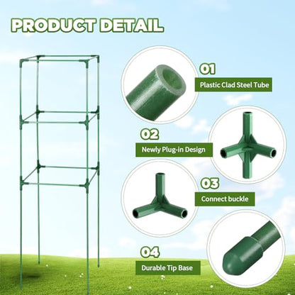 Menkxi 8 Pack 48 Inch Square Tomato Cages for Garden Heavy Duty Plant Cages