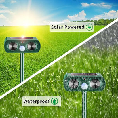 2 Packs Deer Repellent Devices 2026 Solar Power Animal Repeller with Motion Sensor & Ultrasonic Sound, Outdoor Animal Deterrent Devices for Garden Yard Patio to Repel Deer Cat Rabbit Raccoon Dog