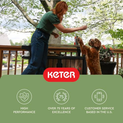 Keter Unity XL Outdoor Entertainment Cart with Wood‑Look Finish, 78‑Gallon Patio Storage Cabinet, Food Prep Station, Stainless‑Steel Top for BBQ, Grill, Patio, Deck & Backyard, Walnut - color: Walnut