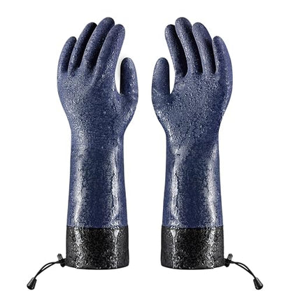 COOLJOB Long Sleeve Waterproof Winter Freezer Gloves for Men Women, S-XL - color: Dark Blue, size: X-Large