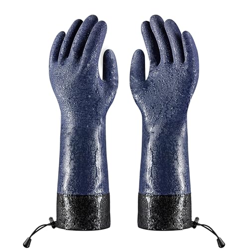 COOLJOB Long Sleeve Waterproof Winter Freezer Gloves for Men Women, S-XL - color: Dark Blue, size: X-Large