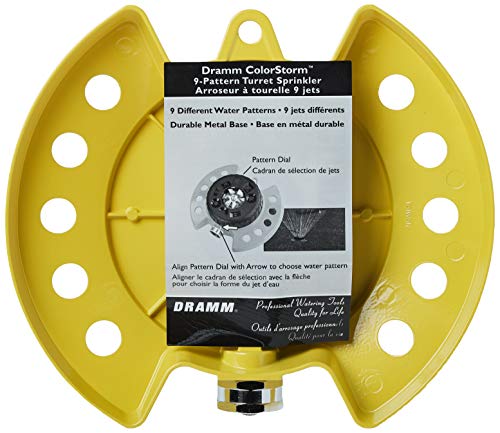 Dramm ColorStorm 9-Pattern Premium Turret Sprinkler With Heavy Duty Metal Base - Yellow #15023 - color: Yellow, style: Turret Sprinkler
