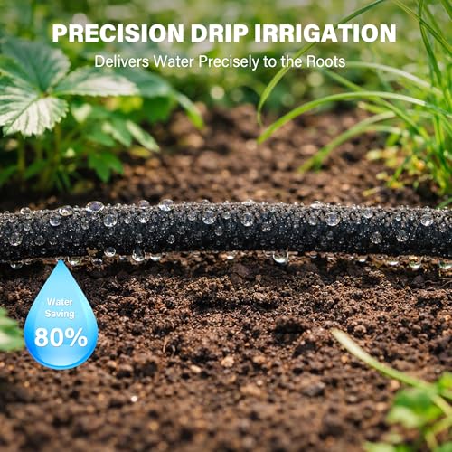 MIXC 100ft Soaker Hose, 1/4" Drip Irrigation Tubing Kits with Fittings - size: 100ft