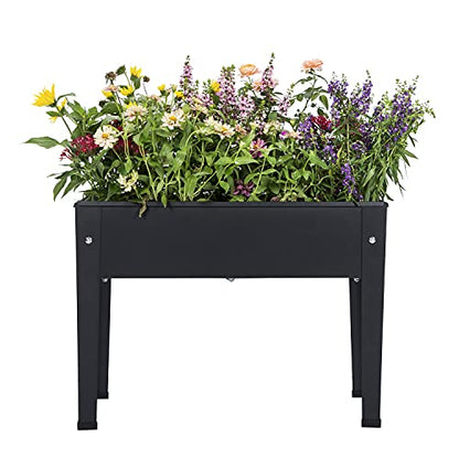 Piksedo Raised Garden Bed, Elevated Planter Metal Plant Box with Legs Standing Garden Stand Drainage Holes Frosted Black - size: 23.62" L x 10.63" W x 17.71" H