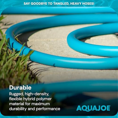 Aqua Joe 50ft Professional-Grade Hybrid Polymer Garden Hose with Dual Swivel Grips, 500-PSI Burst Rating