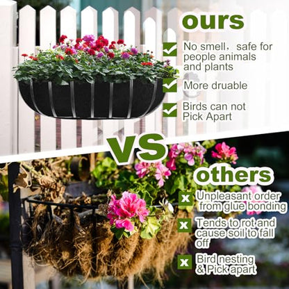 2PCS 36Inch Upgraded Planter Basket Liners Fabric Window Box Liners Felt Trough Planter Liner Black Flower Basket Liner Non-Woven Hanging Plant Liner for Planters Garden Fence - Avoid Bird Nesting - size: 2PCS 36 Inch
