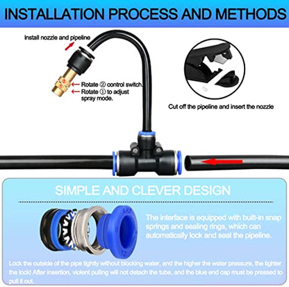 50FT Drip Irrigation System, Tool-Free Quick Connectors - size: 15M