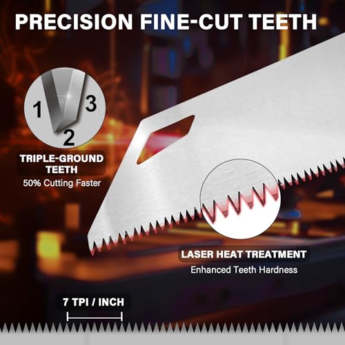 HAUTMEC X-Sharp 18" Pro Hand Saw for Wood Cutting, Large Tree Saws for Logs, 7 TPI Aggressive Rough Crosscut & Rip Handsaw with Thick Blade for Trimming Woodworking Lumber - style: Pro 18"