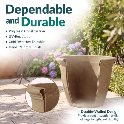 Sunnydaze Anjelica 15.25'' Large Plastic Planter Pot for Plants, Beige - color: Beige, size: 15.25 in