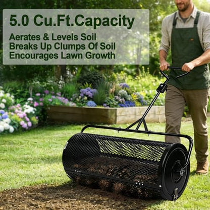 TEMFAR Compost Spreader 44 Inch Push/Tow Peat Moss Spreader - size: 44 Inch